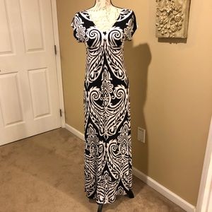 INC Black & White Printed Maxi Dress Size XS